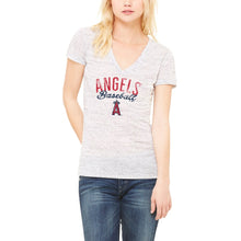 Load image into Gallery viewer, Los Angeles Angels Let Loose By Rnl Women&#39;s Endless Deep V-Neck T-Shirt - White MLB Ladies V-Neck
