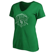 Load image into Gallery viewer, Tampa Bay Rays Women&#39;s St. Patrick&#39;s Day Tullamore V-Neck T-Shirt - Green MLB Ladies V-Neck
