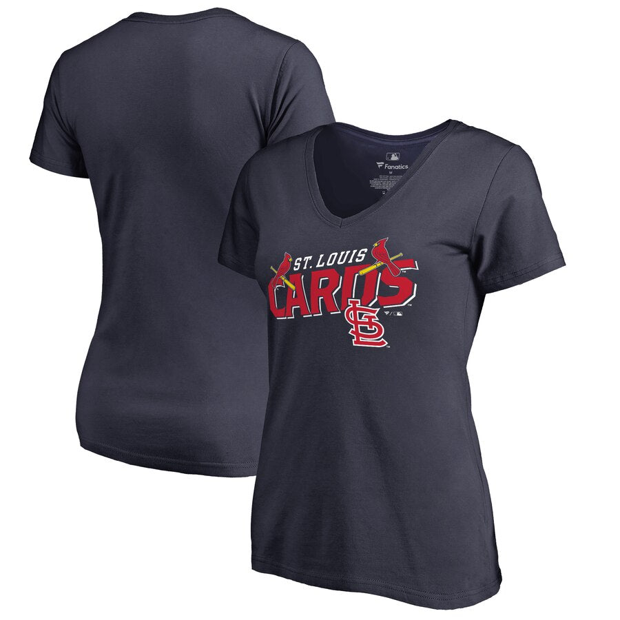 St. Louis Cardinals Women's The Cards Hometown T-Shirt - Navy MLB Ladies V-Neck