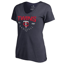 Load image into Gallery viewer, Minnesota Twins Women&#39;s Live For It T-Shirt - Navy MLB Ladies V-Neck
