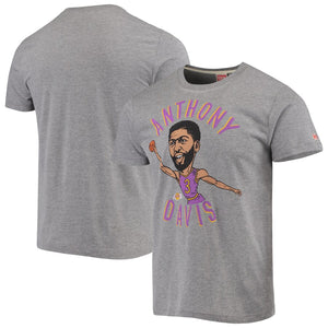 Anthony Davis Los Angeles Lakers Caricature Tri-Blend T-Shirt - Gray NBA Guys Tee