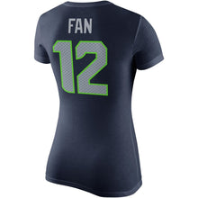 Load image into Gallery viewer, 12S Seattle Seahawks Nike Women&#39;s Player Pride Name &amp; Number T-Shirt - College Navy NFL LADIES V-Neck
