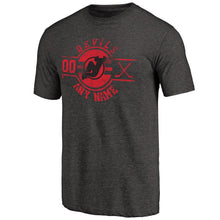 Load image into Gallery viewer, New Jersey Devils Personalized Insignia Tri-Blend T-Shirt - Black NHL Guys Tee
