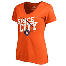 Load image into Gallery viewer, Houston Astros Women&#39;s Space City Hometown T-Shirt - Orange MLB Ladies V-Neck
