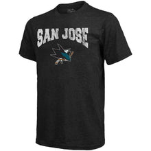 Load image into Gallery viewer, San Jose Sharks Majestic Threads City Over Graphic Tri-Blend T-Shirt - Black NHL Guys Tee
