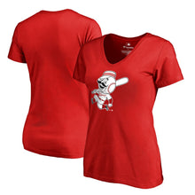 Load image into Gallery viewer, Cincinnati Reds Women&#39;s Cooperstown Collection Huntington V-Neck T-Shirt - Red MLB Ladies V-Neck
