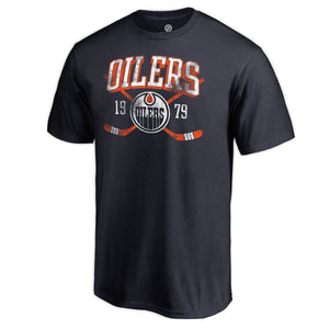Edmonton Oilers Vintage Collection Line Shift Big And Tall T-Shirt - Navy NHL Guys Tee