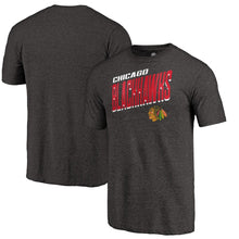 Load image into Gallery viewer, Chicago Blackhawks Slant Strike Tri-Blend T-Shirt - Black NHL Guys Tee
