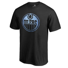 Load image into Gallery viewer, Edmonton Oilers Pond Hockey T-Shirt - Black NHL Guys Tee
