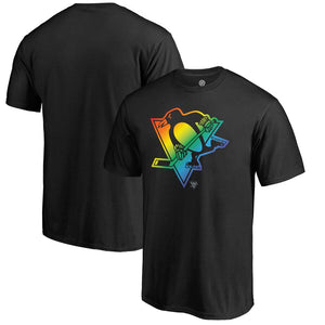 Pittsburgh Penguins Rainbow Pride Big And Tall T-Shirt - Black NHL Guys Tee