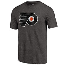 Load image into Gallery viewer, Philadelphia Flyers Distressed Primary Logo Tri-Blend T-Shirt - Black NHL Guys Tee
