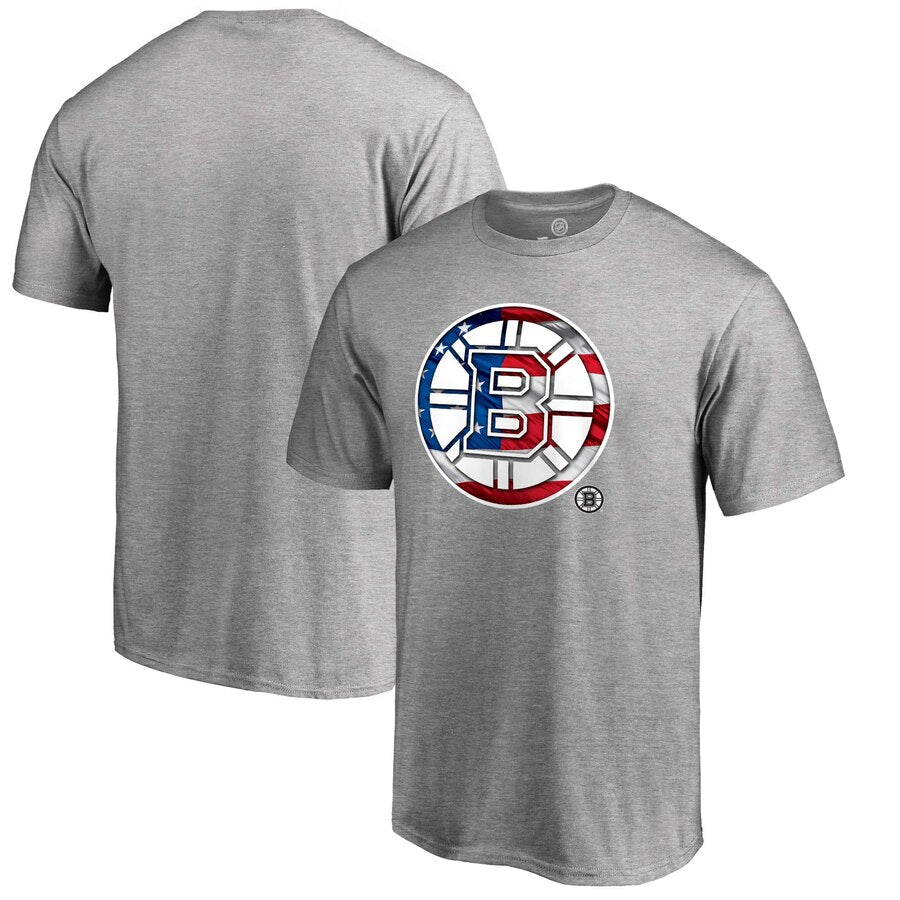 Boston Bruins Banner Wave T-Shirt - Heathered Gray NHL Guys Tee