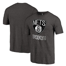 Load image into Gallery viewer, Brooklyn Nets Distressed Team Logo Tri-Blend T-Shirt - Heather Black NBA Guys Tee
