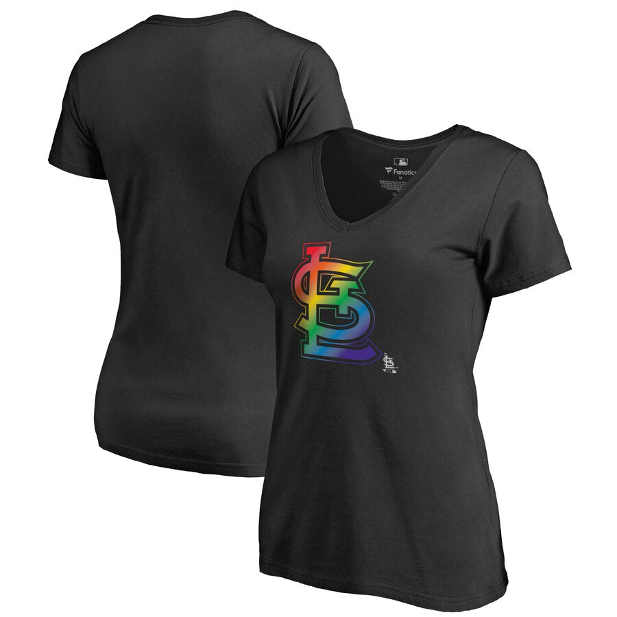 St. Louis Cardinals Women's Pride T-Shirt - Black MLB Ladies V-Neck