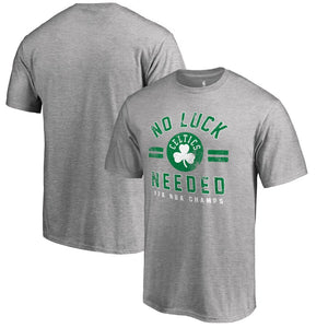 Boston Celtics No Luck Hometown Collection T-Shirt - Heathered Gray NBA Guys Tee