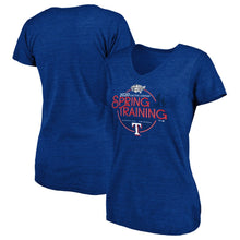 Load image into Gallery viewer, Texas Rangers Women&#39;s 2020 Spring Training Round Trip Tri-Blend V-Neck T-Shirt - Royal MLB Ladies V-Neck
