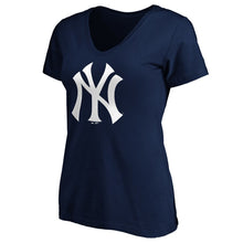 Load image into Gallery viewer, New York Yankees Women&#39;s Core Official Logo V-Neck T-Shirt - Navy MLB Ladies V-Neck

