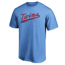 Load image into Gallery viewer, Minnesota Twins Majestic 2020 Alternate Wordmark T-Shirt - Light Blue MLB Guys Tee
