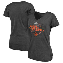 Load image into Gallery viewer, Baltimore Orioles Women&#39;s 2020 Spring Training Round Trip Tri-Blend V-Neck T-Shirt - Black MLB Ladies V-Neck
