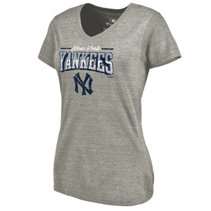 New York Yankees Women's Cooperstown Collection Season Ticket Tri-Blend V-Neck T-Shirt - Heathered Gray MLB Ladies V-Neck