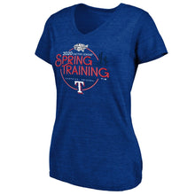 Load image into Gallery viewer, Texas Rangers Women&#39;s 2020 Spring Training Round Trip Tri-Blend V-Neck T-Shirt - Royal MLB Ladies V-Neck
