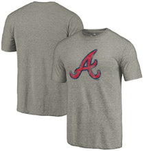 Load image into Gallery viewer, Atlanta Braves Distressed Team Tri-Blend T-Shirt - Heathered Gray MLB Guys Tee
