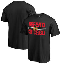Load image into Gallery viewer, Chicago Blackhawks Hometown Collection Defend T-Shirt - Black NHL Guys Tee
