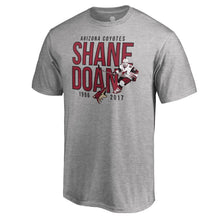 Load image into Gallery viewer, Shane Doan Arizona Coyotes Retirement Stats T-Shirt - Heather Gray NHL Guys Tee
