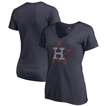 Load image into Gallery viewer, Houston Astros Women&#39;s Static Logo V-Neck Plus Size T-Shirt - Navy MLB Ladies V-Neck
