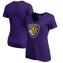 Load image into Gallery viewer, Baltimore Ravens Nfl Pro Line By Women&#39;s Hometown Collection V-Neck T-Shirt - Purple NFL LADIES V-Neck
