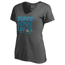 Load image into Gallery viewer, Women&#39;s Super Bowl Liv Super Inline Tri-Blend V-Neck T-Shirt - Black NFL LADIES V-Neck
