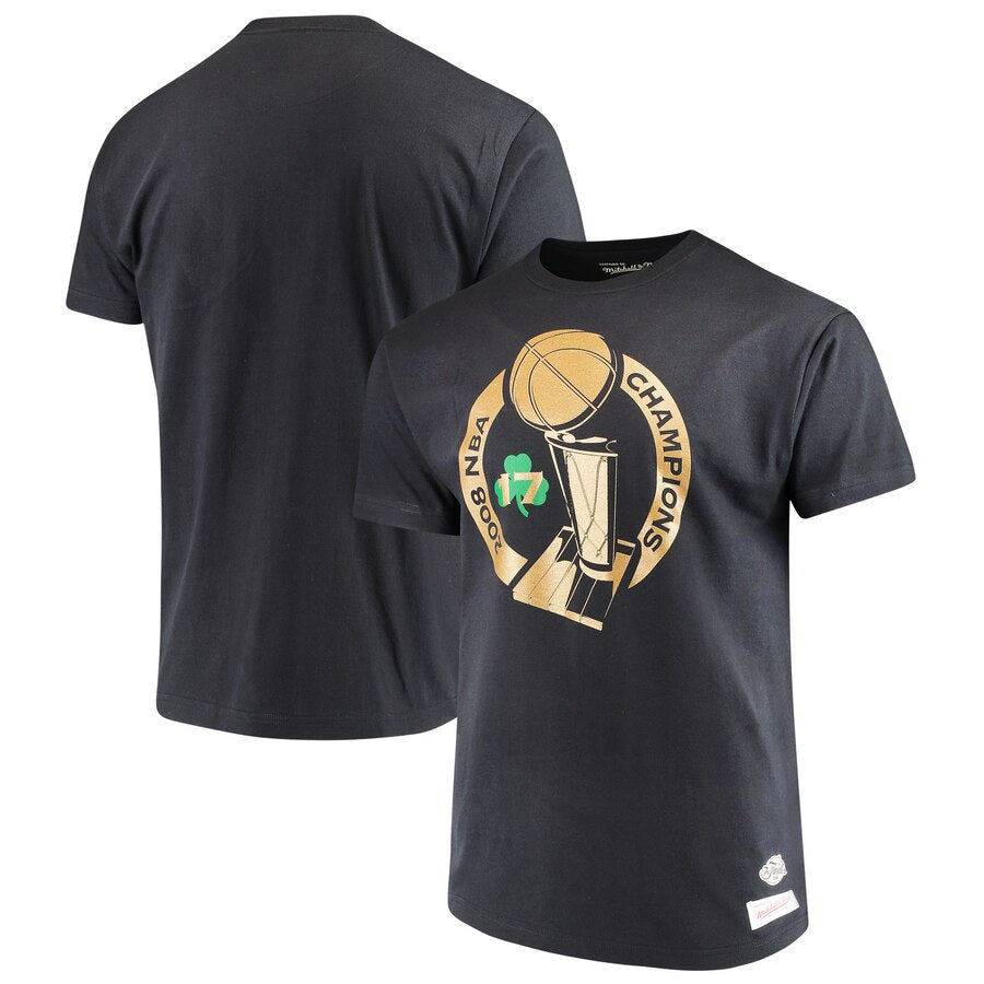 Boston Celtics Hardwood Classics 2008 Nba Champs Trophy T-Shirt - Black NBA Guys Tee