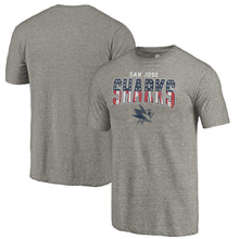 Load image into Gallery viewer, San Jose Sharks Freedom Tri-Blend T-Shirt - Heathered Gray NHL Guys Tee
