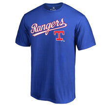 Load image into Gallery viewer, Texas Rangers Cooperstown Collection Wahconah T-Shirt - Royal MLB Guys Tee
