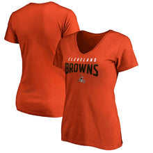 Load image into Gallery viewer, Cleveland Browns Nfl Pro Line By Women's Engage Arch V-Neck T-Shirt - Orange NFL LADIES V-Neck
