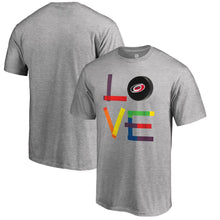 Load image into Gallery viewer, Carolina Hurricanes Hockey Is For Everyone Love Square T-Shirt - Heather Gray NHL Guys Tee
