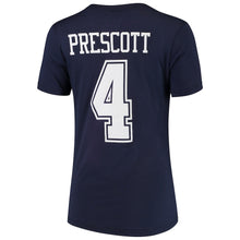 Load image into Gallery viewer, Dak Prescott Dallas Cowboys Women's  Player Name &amp; Number V-Neck T-Shirt - Navy NFL LADIES V-Neck
