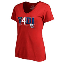 Load image into Gallery viewer, Yadier Molina St. Louis Cardinals Women&#39;s Player Hometown Collection V-Neck T-Shirt - Red MLB Ladies V-Neck
