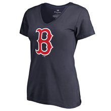 Load image into Gallery viewer, Boston Red Sox Women&#39;s Primary Logo V-Neck T-Shirt - Navy MLB Ladies V-Neck
