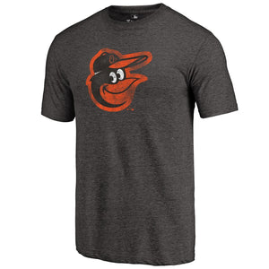 Baltimore Orioles Distressed Team Tri-Blend T-Shirt - Heathered Black MLB Guys Tee