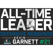 Load image into Gallery viewer, Kevin Garnett Minnesota Timberwolves Defensive Rebounds All-Time Leader T-Shirt - Black NBA Guys Tee
