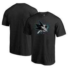 Load image into Gallery viewer, San Jose Sharks Core Smoke T-Shirt - Black NHL Guys Tee
