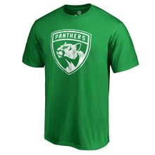 Load image into Gallery viewer, Florida Panthers St. Patrick's Day White Logo T-Shirt - Green NHL Guys Tee
