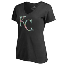 Load image into Gallery viewer, Kansas City Royals Women&#39;s Lovely V-Neck T-Shirt - Black MLB Ladies V-Neck
