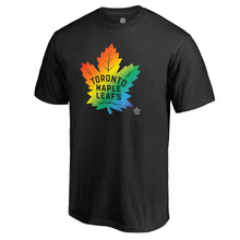 Load image into Gallery viewer, Toronto Maple Leafs Rainbow Pride Big And Tall T-Shirt - Black NHL Guys Tee
