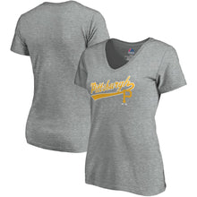 Load image into Gallery viewer, Pittsburgh Pirates Women&#39;s Showtime V-Neck T-Shirt - Heathered Gray MLB Ladies V-Neck
