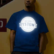 Load image into Gallery viewer, Detroit Pistons Majestic Reflective Tek Patch T-Shirt - Royal NBA Guys Tee

