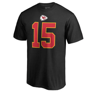 #15 Patrick Mahomes Kansas City Chiefs Nfl Pro Line Stack Name & Number T-Shirt - Black NFL Guys Tee