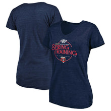 Load image into Gallery viewer, Minnesota Twins Women&#39;s 2020 Spring Training Round Trip Tri-Blend V-Neck T-Shirt - Navy MLB Ladies V-Neck
