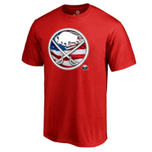 Load image into Gallery viewer, Buffalo Sabres Banner Wave T-Shirt - Red NHL Guys Tee
